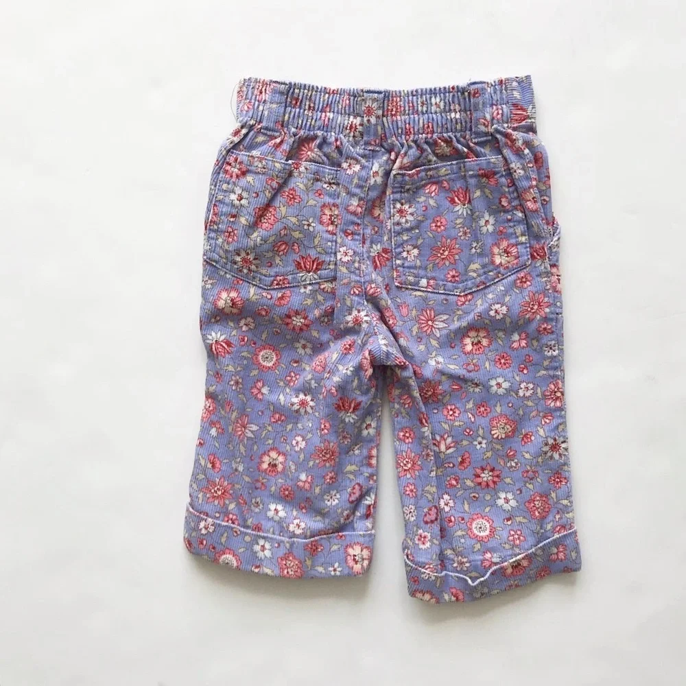 Oshkosh corduroy floral buffed pants  EUC 3-6m